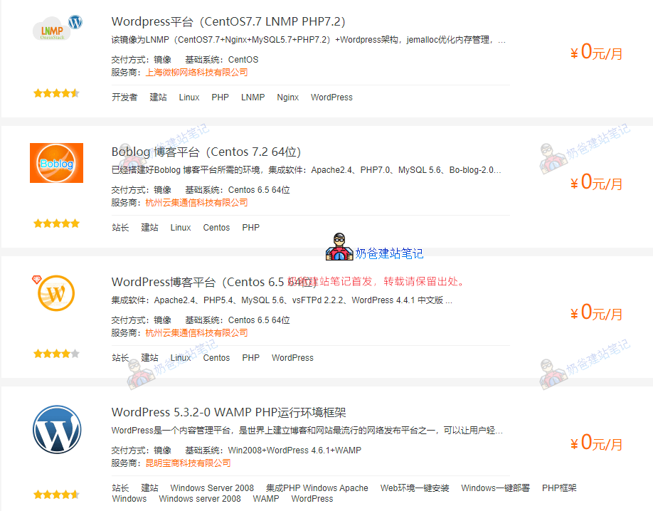 wordpress镜像列表